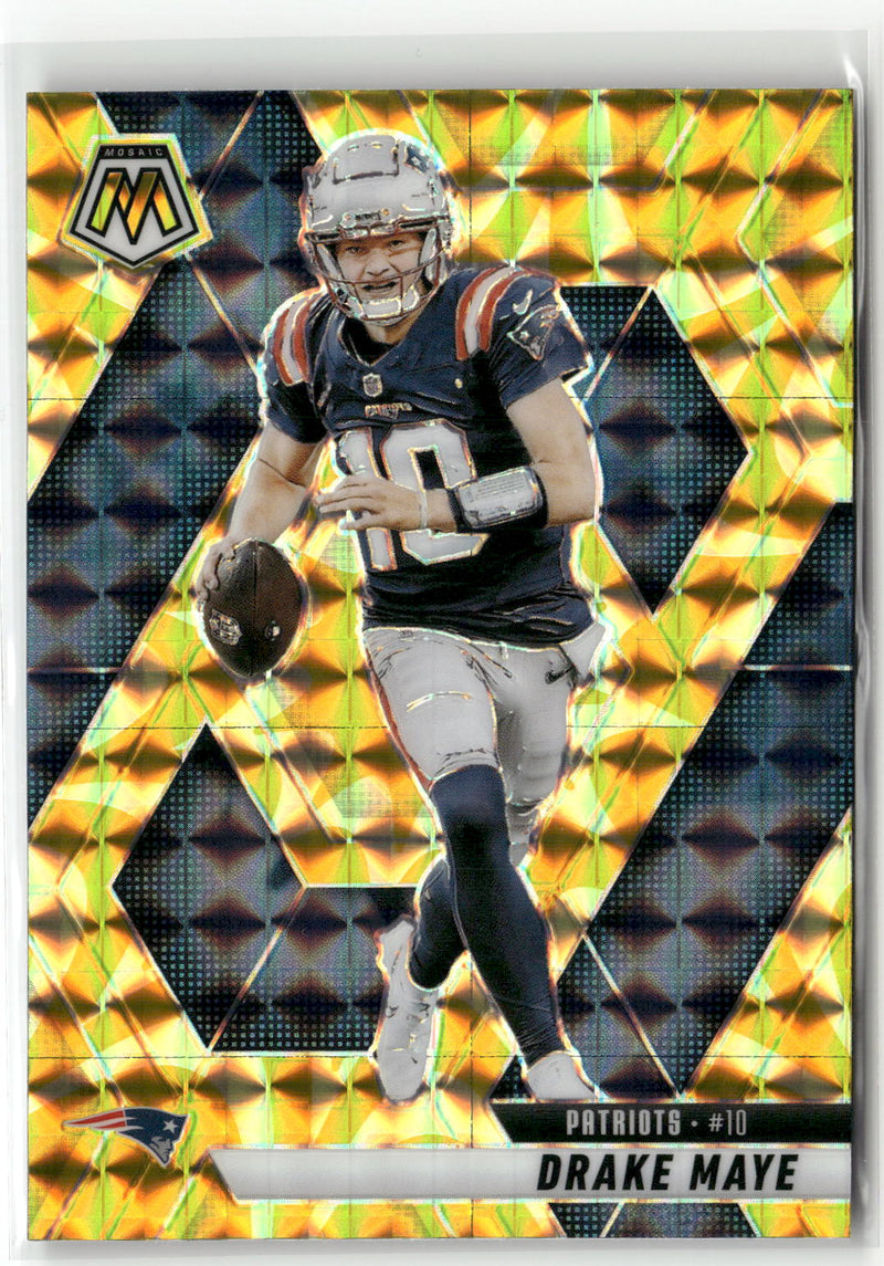 2025 Panini Mosaic #28 Drake Maye Mosaic Reactive Yellow-1