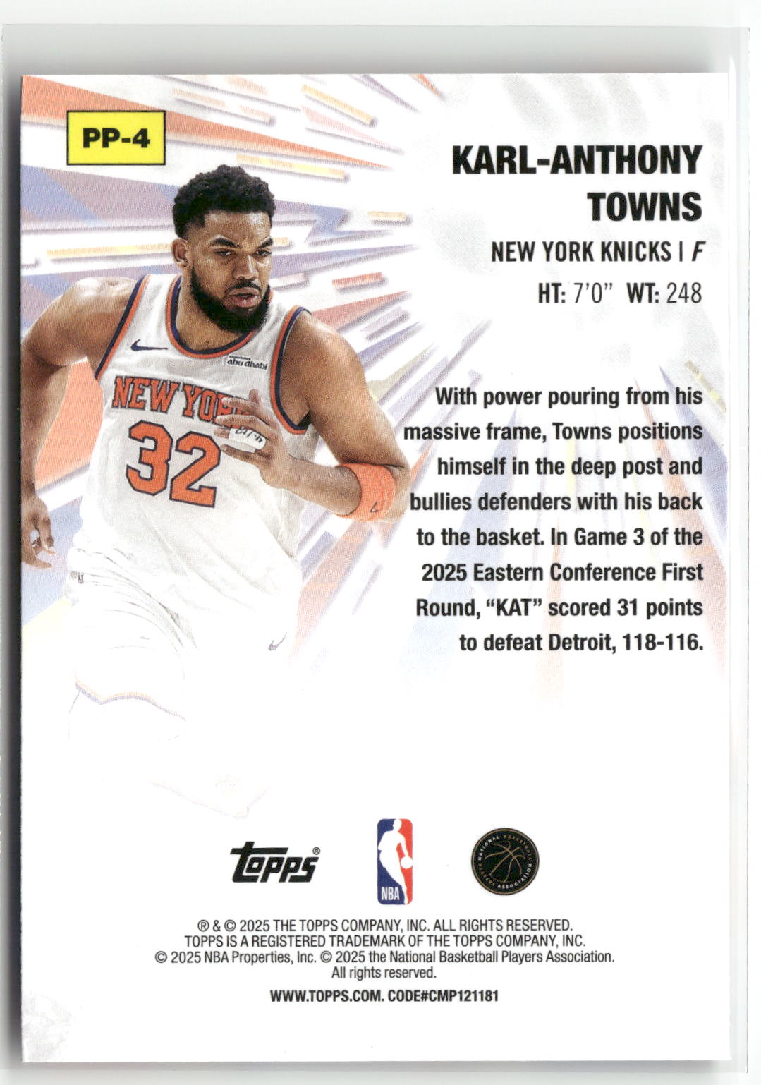 2025-26 Topps #PP-4 Karl-Anthony Towns Power Players-2