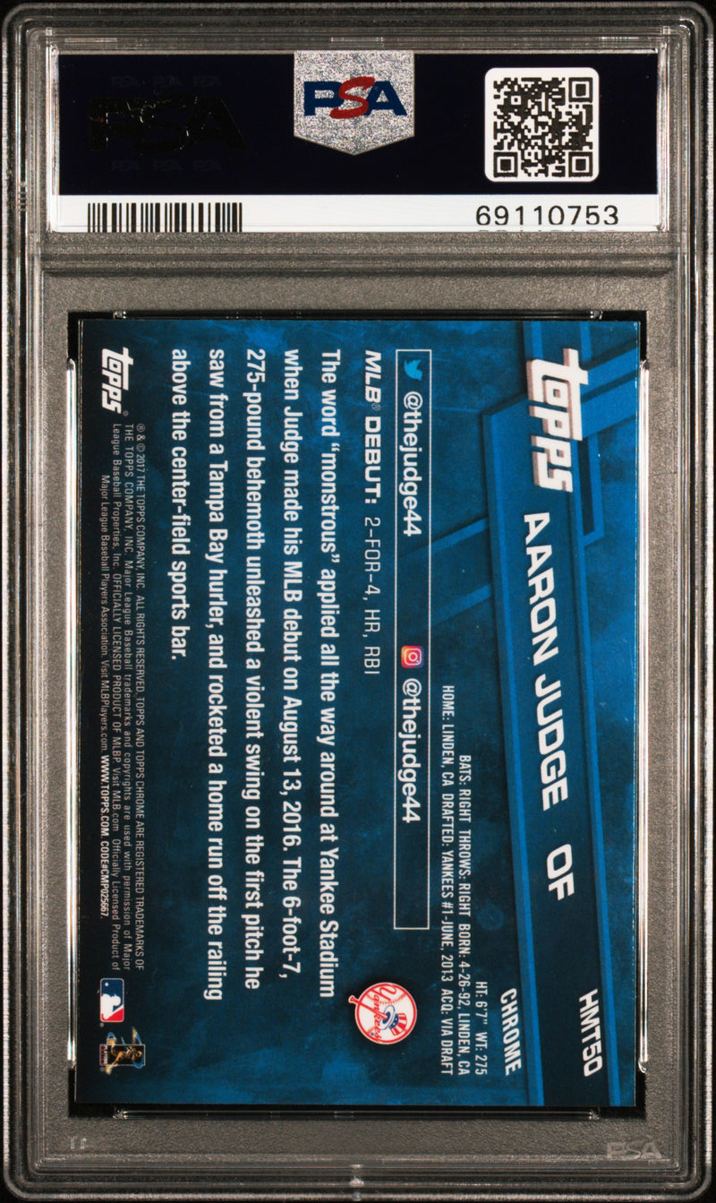 2017 Topps Chrome Update #HMT50 Aaron Judge Update PSA 10-2