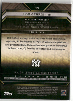 2016 Topps Triple Threads #19 Lou Gehrig Amethyst #/340-2