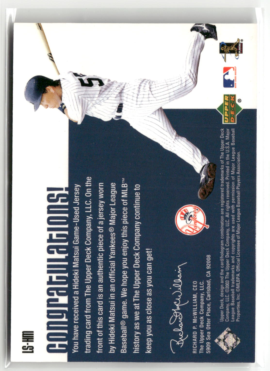 2003 Upper Deck #LS-JG1 Jason Giambi Leading Swatches-2