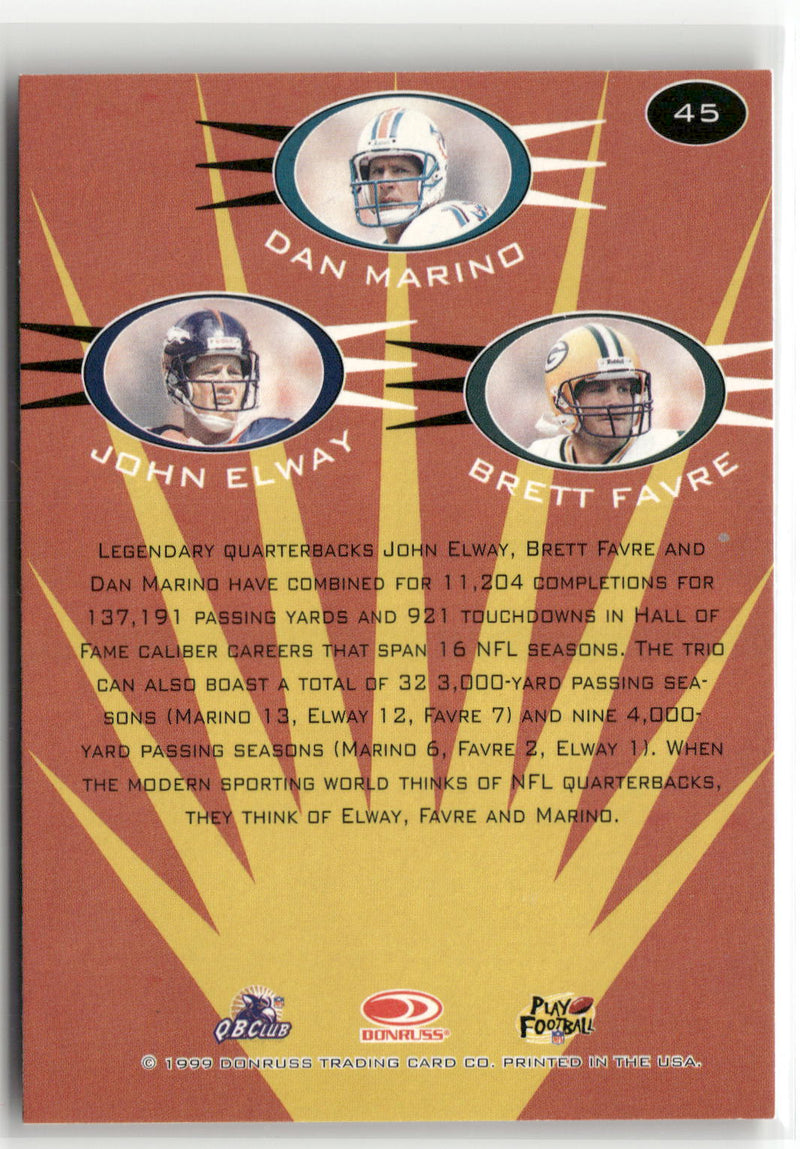 1999 Donruss Preferred QBC #45 Dan Marino / Brett Favre / John Elway-2