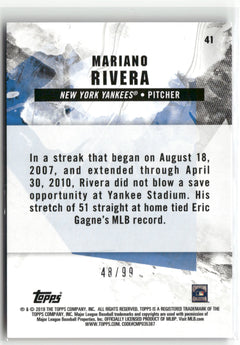 2019 Topps Fire #41 Mariano Rivera Purple #/99-2