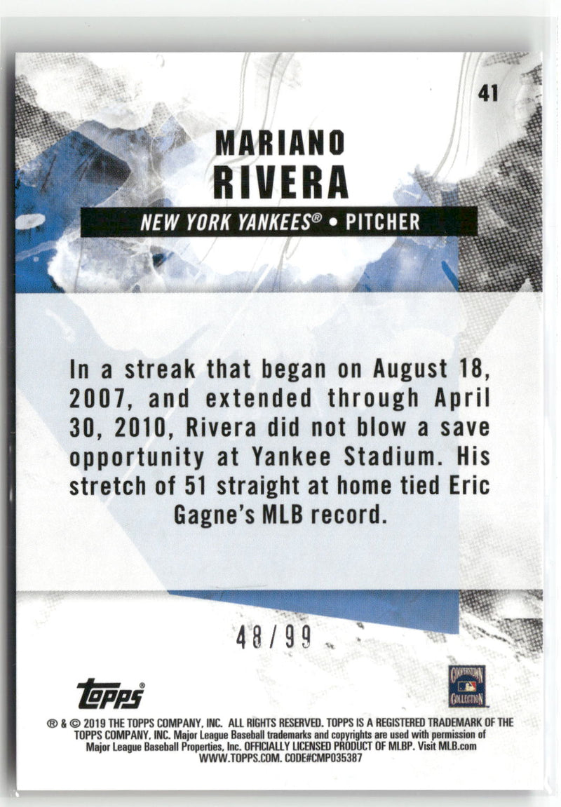 2019 Topps Fire #41 Mariano Rivera Purple #/99-2