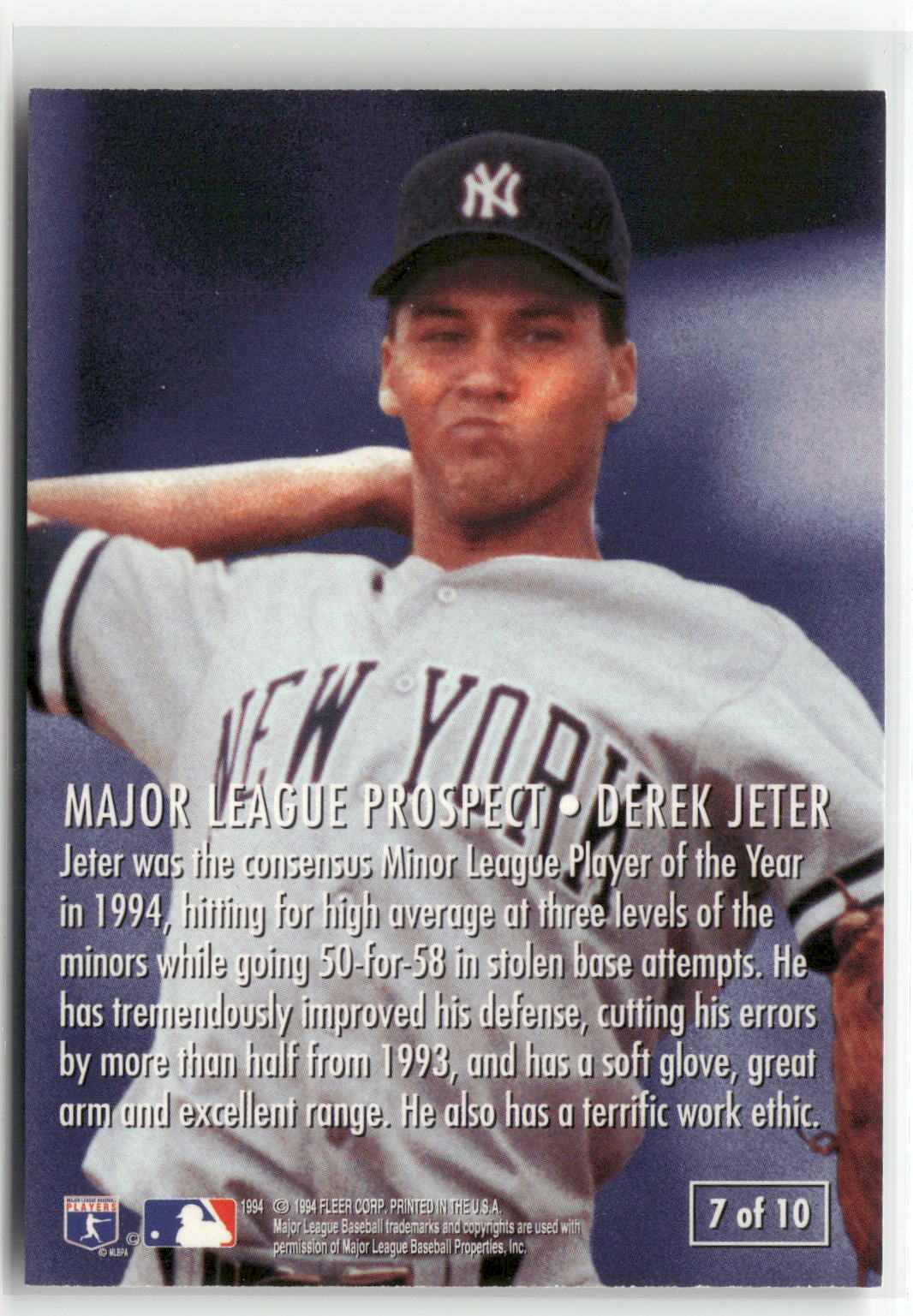 1995 Fleer #7a Derek Jeter Major League Prospects-2