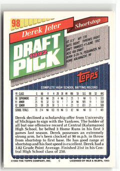1993 Topps #98 Derek Jeter-2