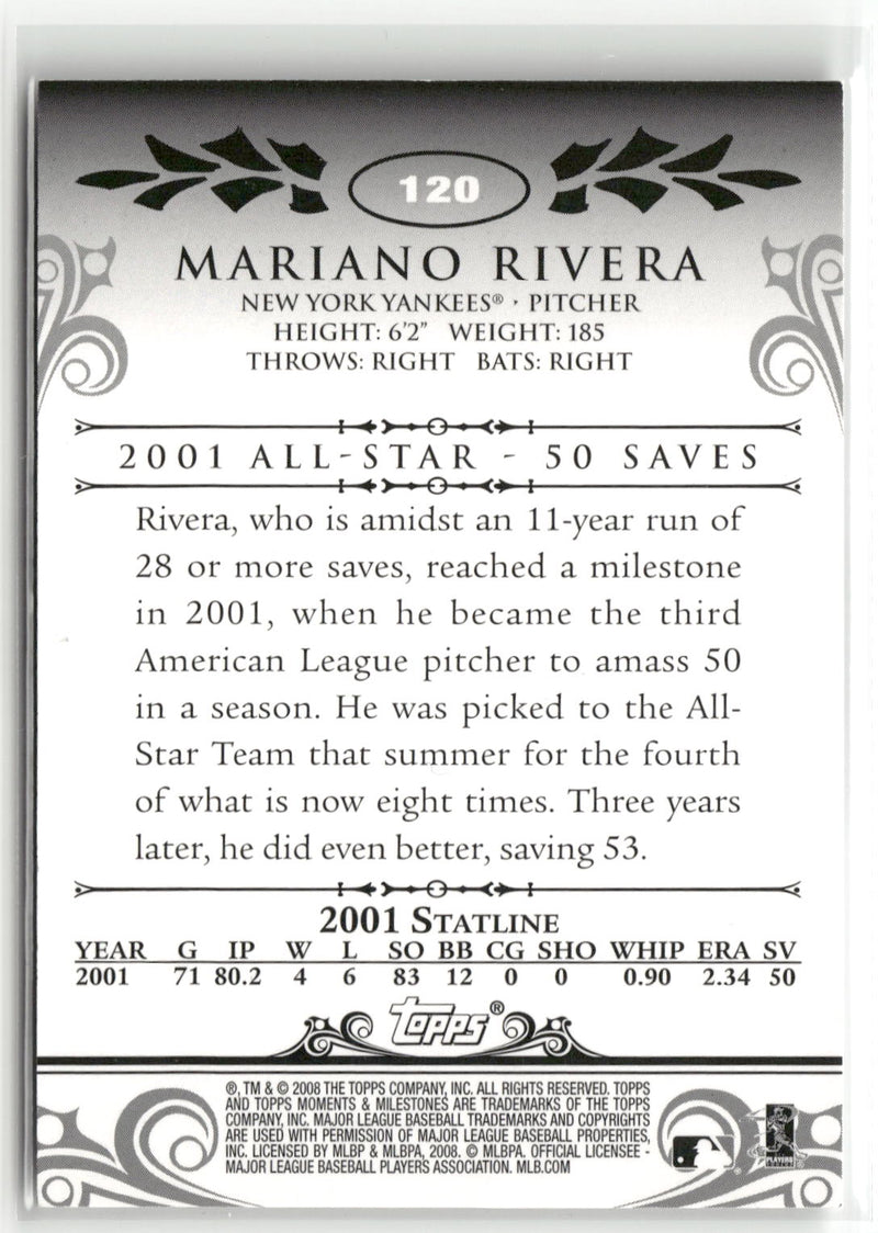 2008 Topps Moments & Milestones #120-49 Mariano Rivera Black #/25-2
