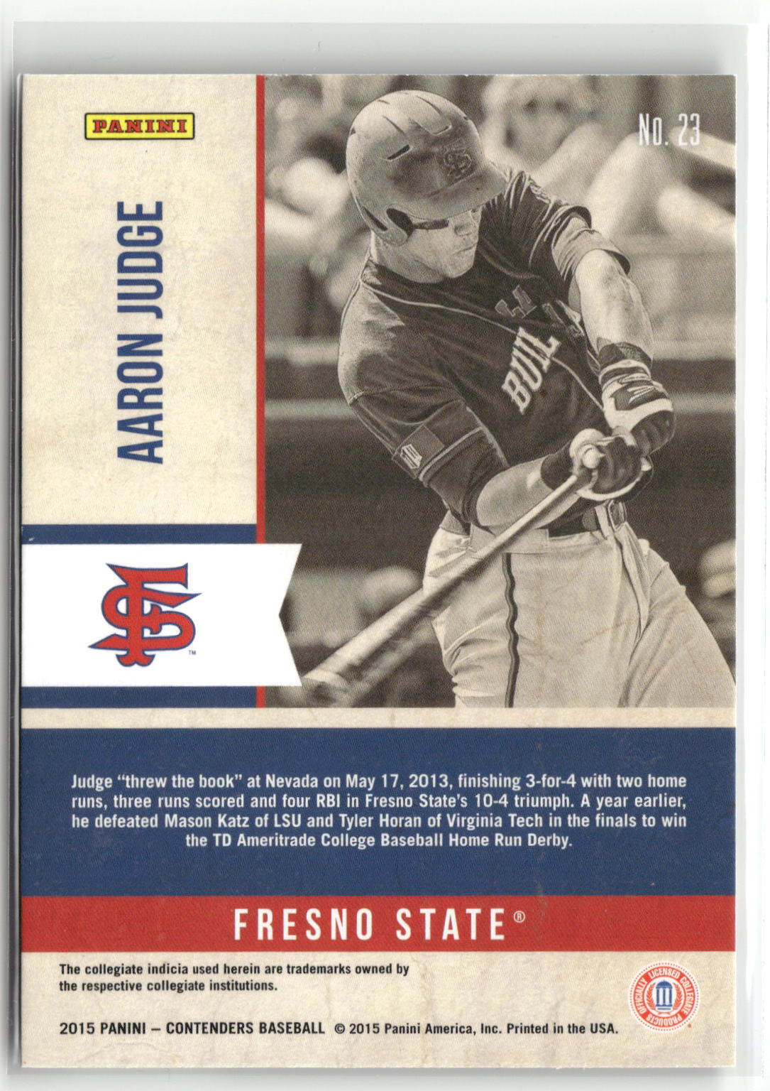 2015 Panini Contenders #23 Aaron Judge Old School Colors-2