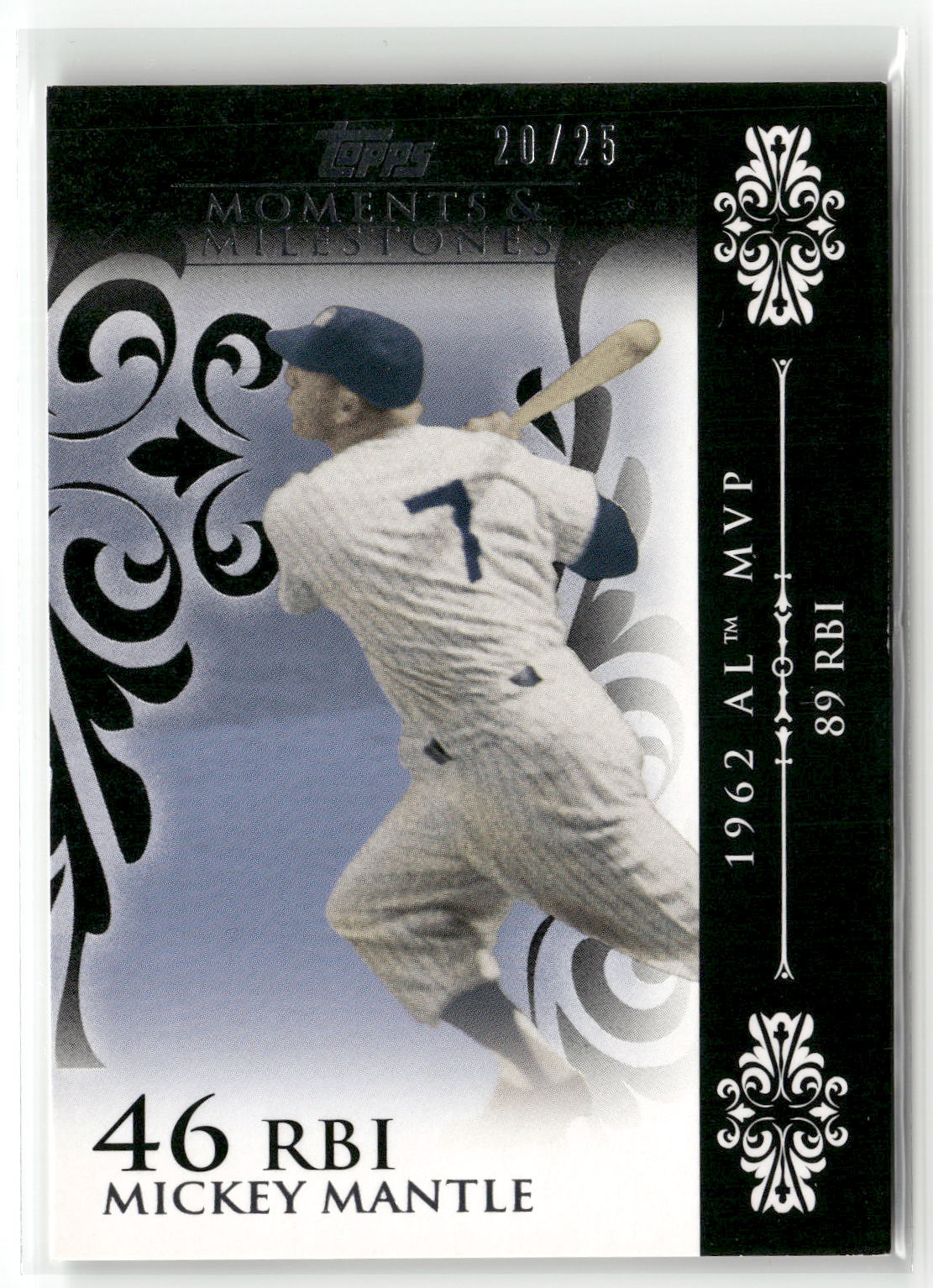2008 Topps Moments & Milestones #6-4 Mickey Mantle Black #/25