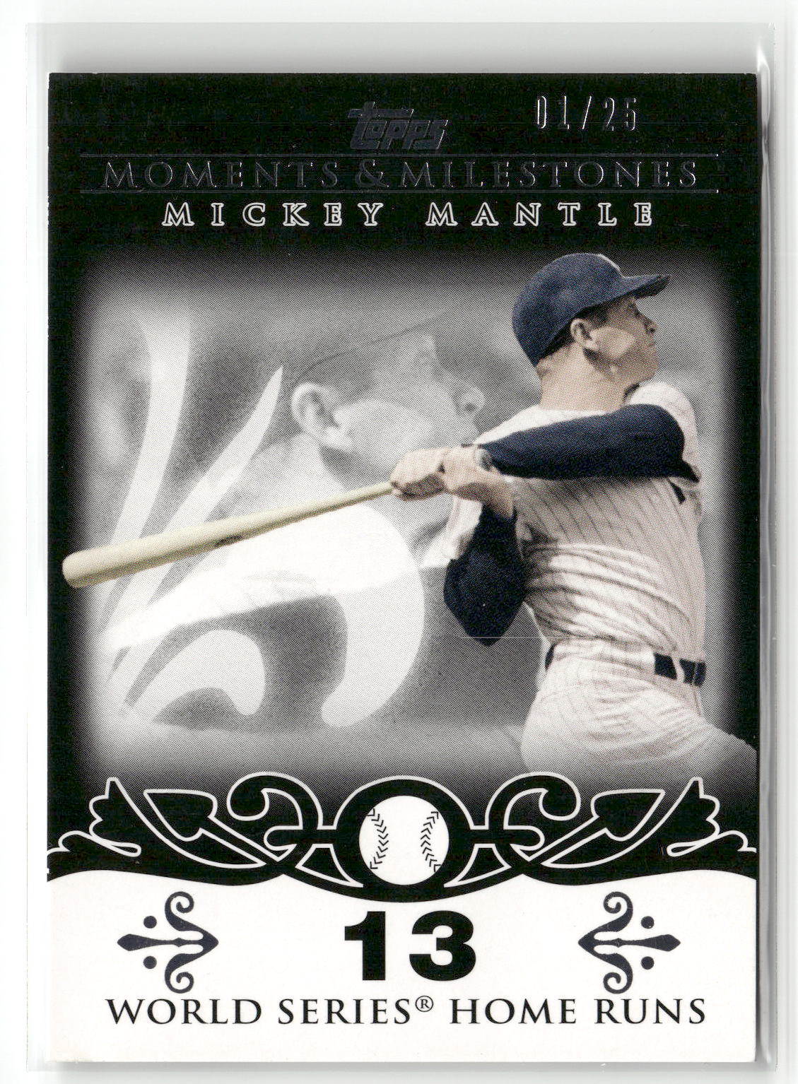 2008 Topps Moments & Milestones #4-11 Mickey Mantle Black 01/25
