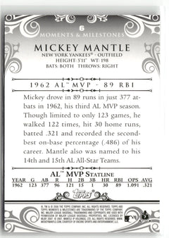 2008 Topps Moments & Milestones #6-29 Mickey Mantle Black #/25-2