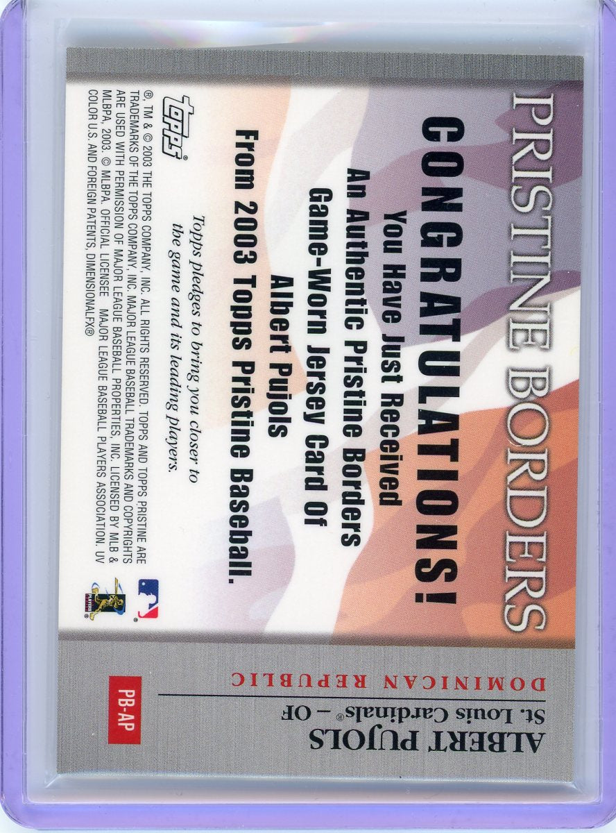 2003 Topps Pristine #PB-AP Albert Pujols Pristine Borders Relics-2