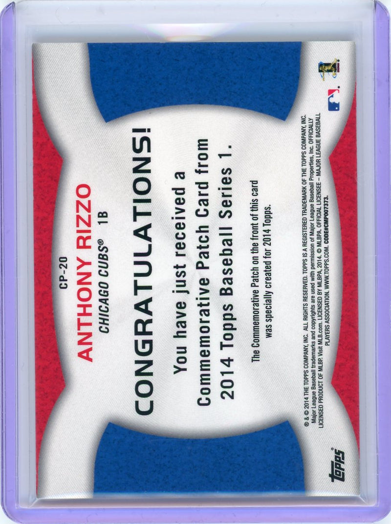 2014 Topps #CP-20 Anthony Rizzo Commemorative Patches-2