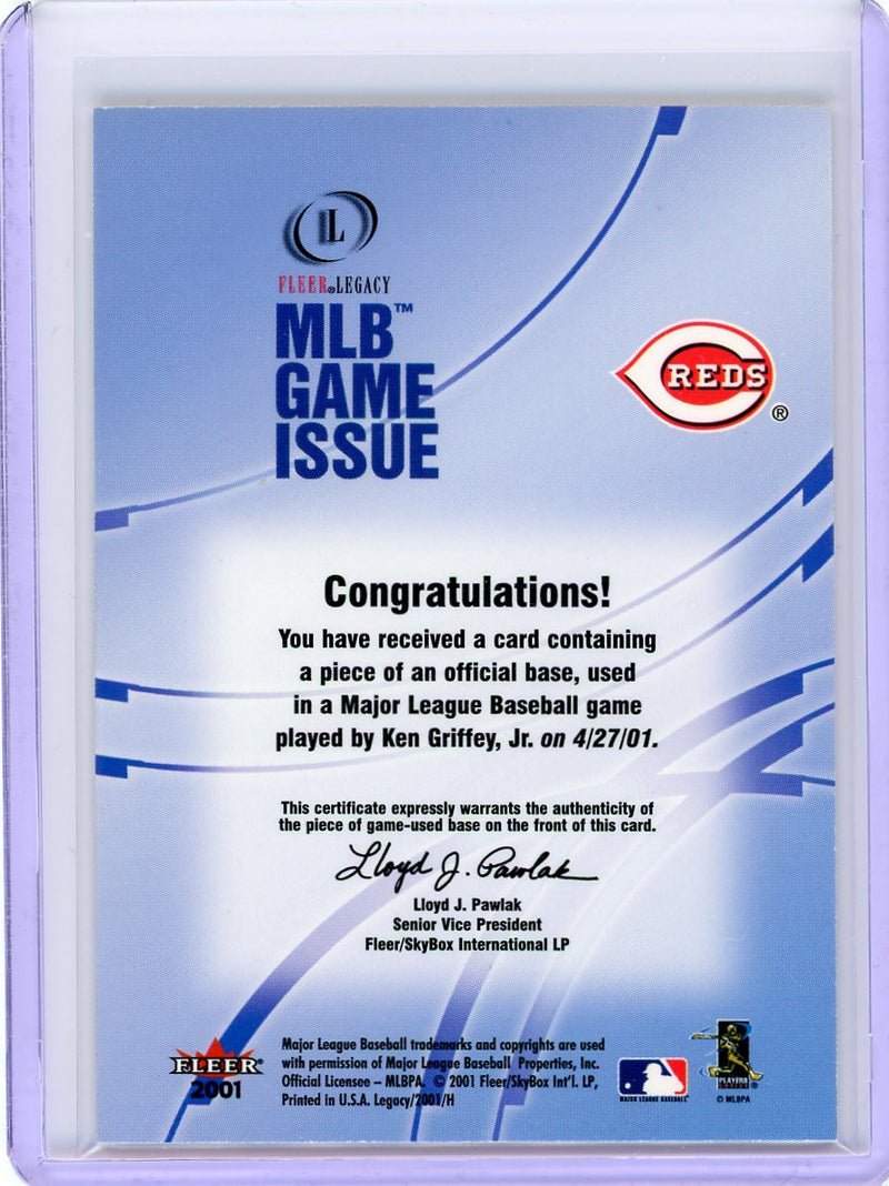 2001 Fleer Legacy #NNO Ken Griffey, Jr. MLB Game Issue Base-2