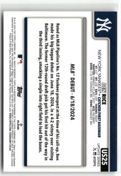 2025 Topps Update #US25 Ben Rice-2