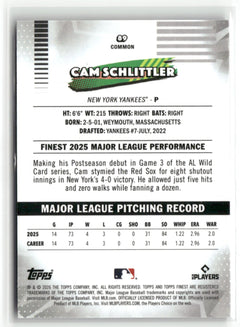 2026 Finest #89 Cam Schlittler Mini-Diamond Refractors-2