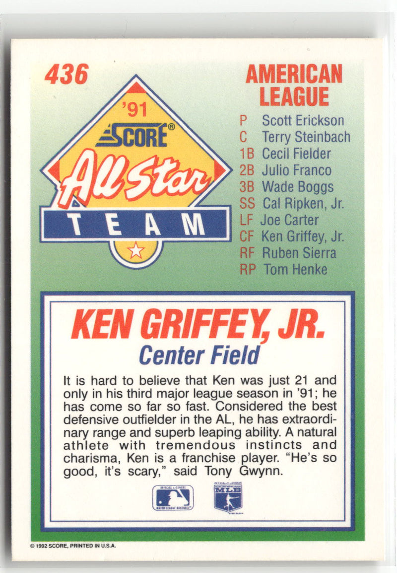 1992 Score #436 Ken Griffey, Jr.-2