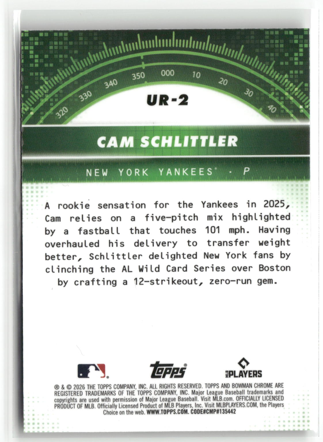 2026 Bowman #UR-2 Cam Schlittler Under the Radar-2