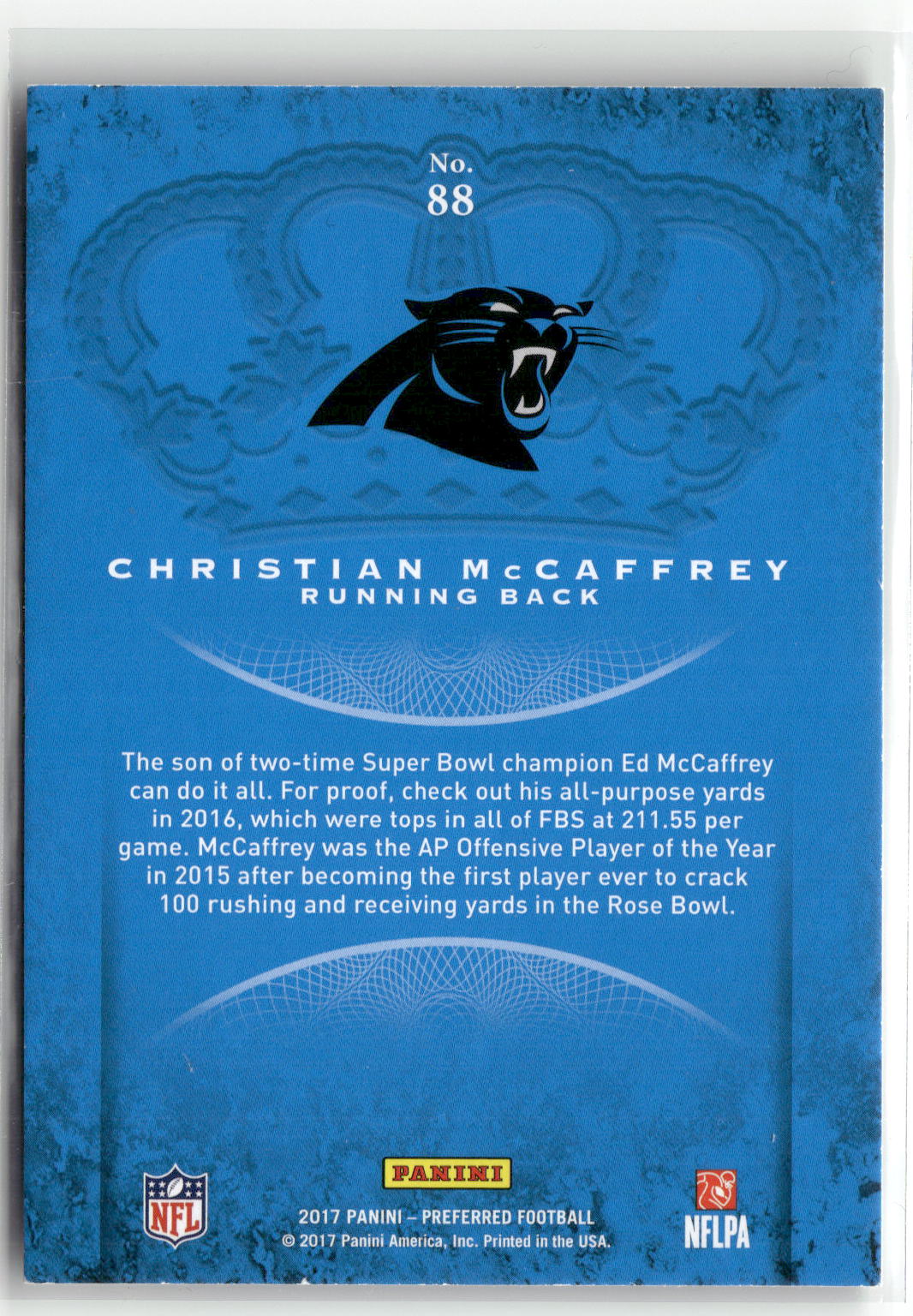 2017 Panini Crown Royale #88 Christian McCaffrey-2