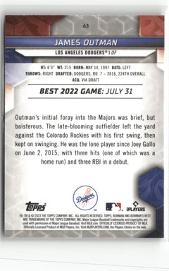 2025 Topps Archives Signature 2023 Bowman's Best Auto #63 James Outman RC /40-2