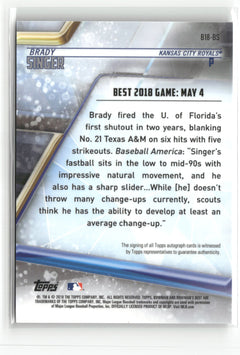 2018 Bowman's Best #B18-BS Brady Singer Best of 2018 Autographs-2