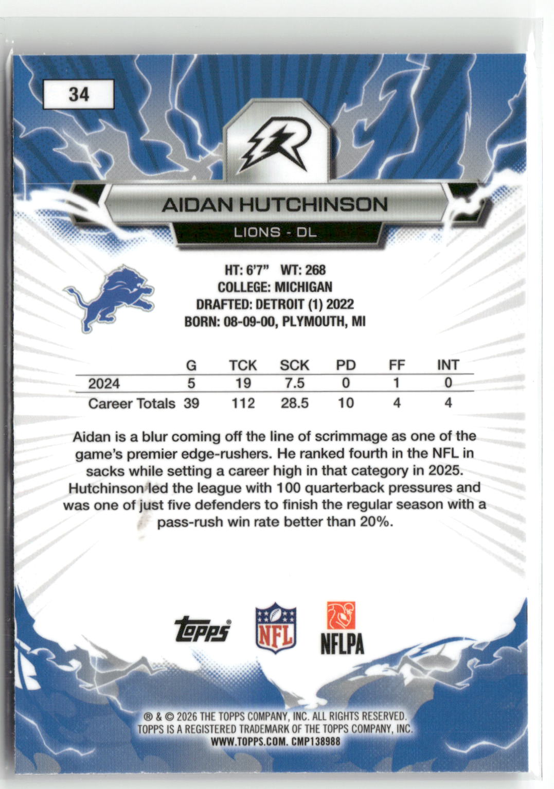 2025 Topps Resurgence #34 Aidan Hutchinson-2