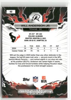 2025 Topps Resurgence #40 Will Anderson Jr.-2