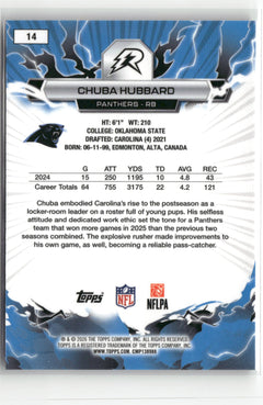 2025 Topps Resurgence #14 Chuba Hubbard Blue & Orange Spark Refractor-2