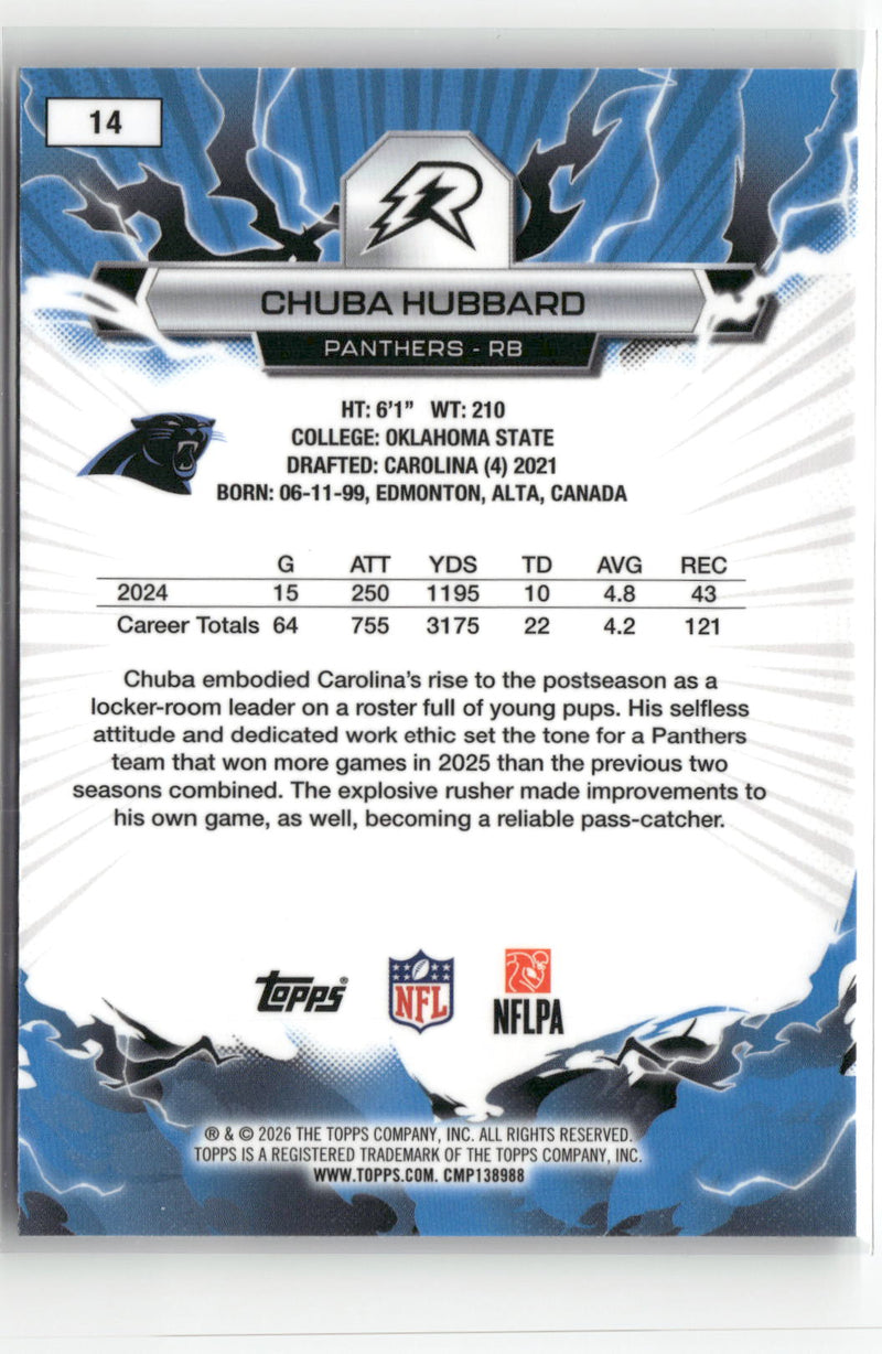 2025 Topps Resurgence #14 Chuba Hubbard Blue & Orange Spark Refractor-2