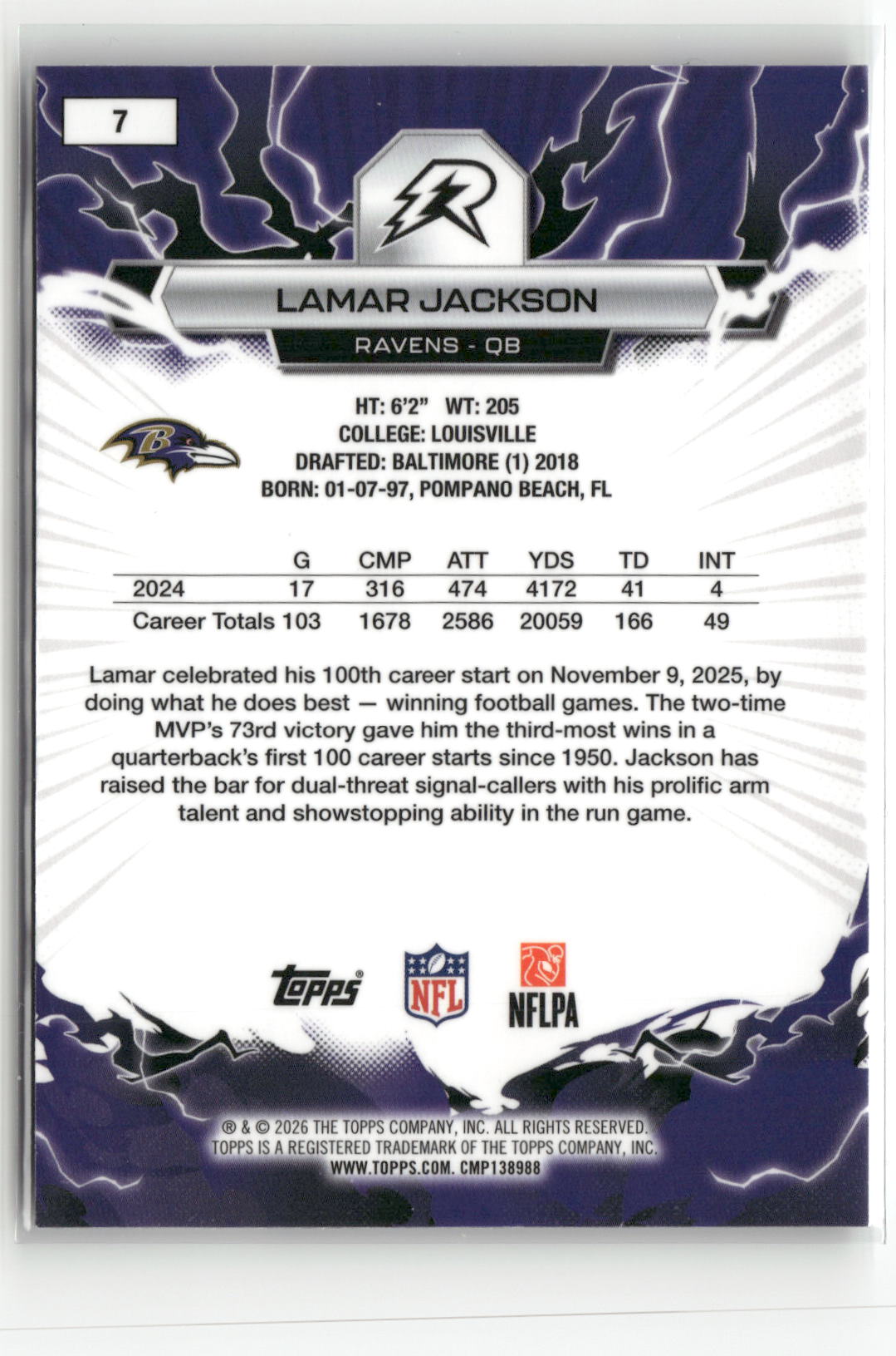 2025 Topps Resurgence #7 Lamar Jackson Blue & Orange Spark Refractor-2