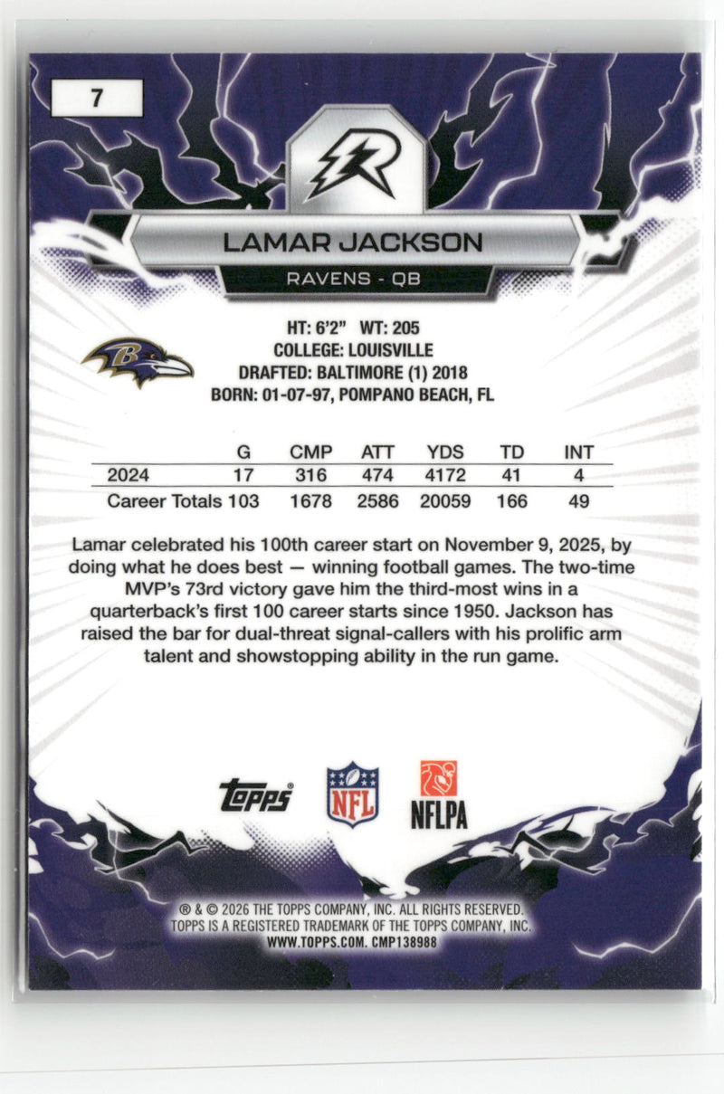 2025 Topps Resurgence #7 Lamar Jackson Blue & Orange Spark Refractor-2