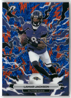 2025 Topps Resurgence #7 Lamar Jackson Blue & Orange Spark Refractor-1