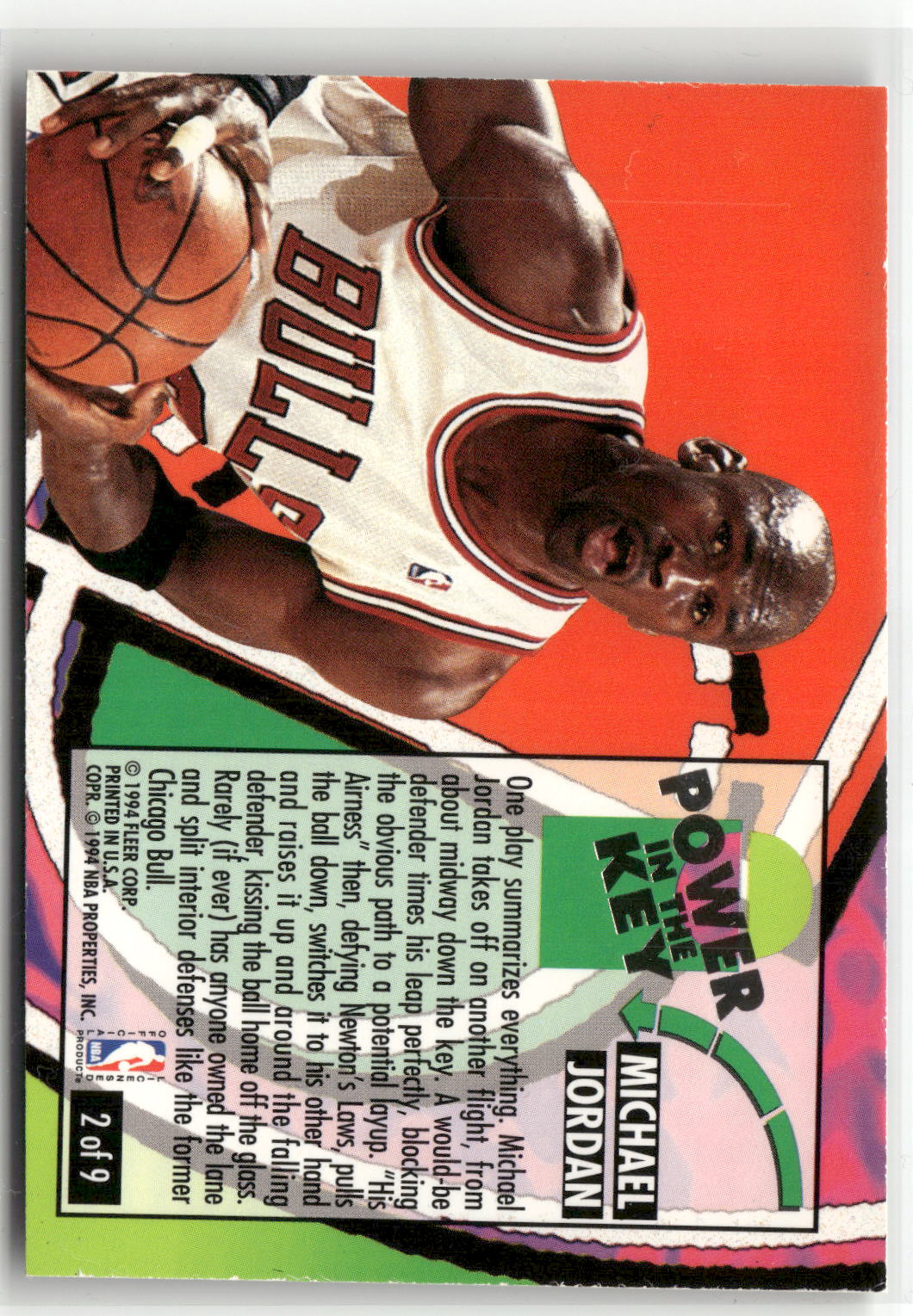 1993-94 Fleer Ultra #2 Michael Jordan Power in the Key (EX, Check Scans)-2