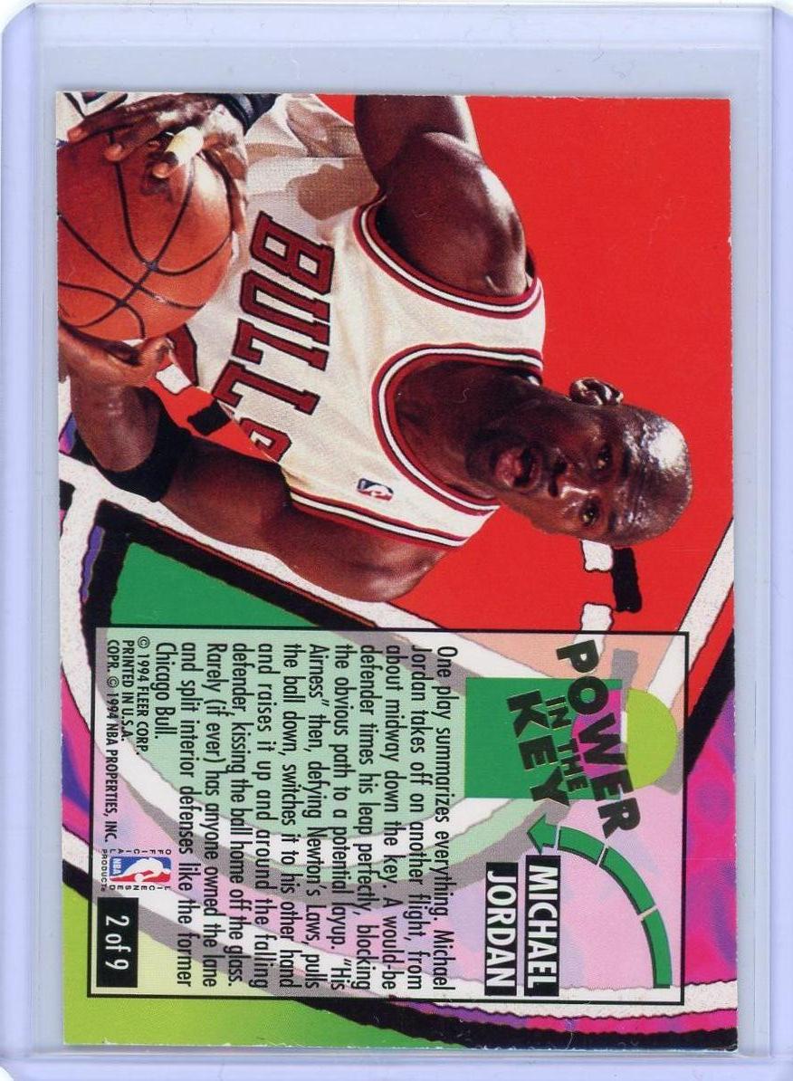 1993-94 Fleer Ultra #2 Michael Jordan Power in the Key (EX, Check Scans)-2