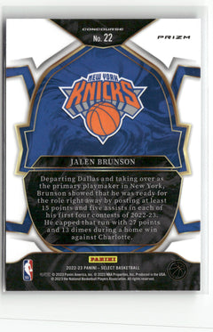2022-23 Panini Select #22 Jalen Brunson Blue Prizms-2