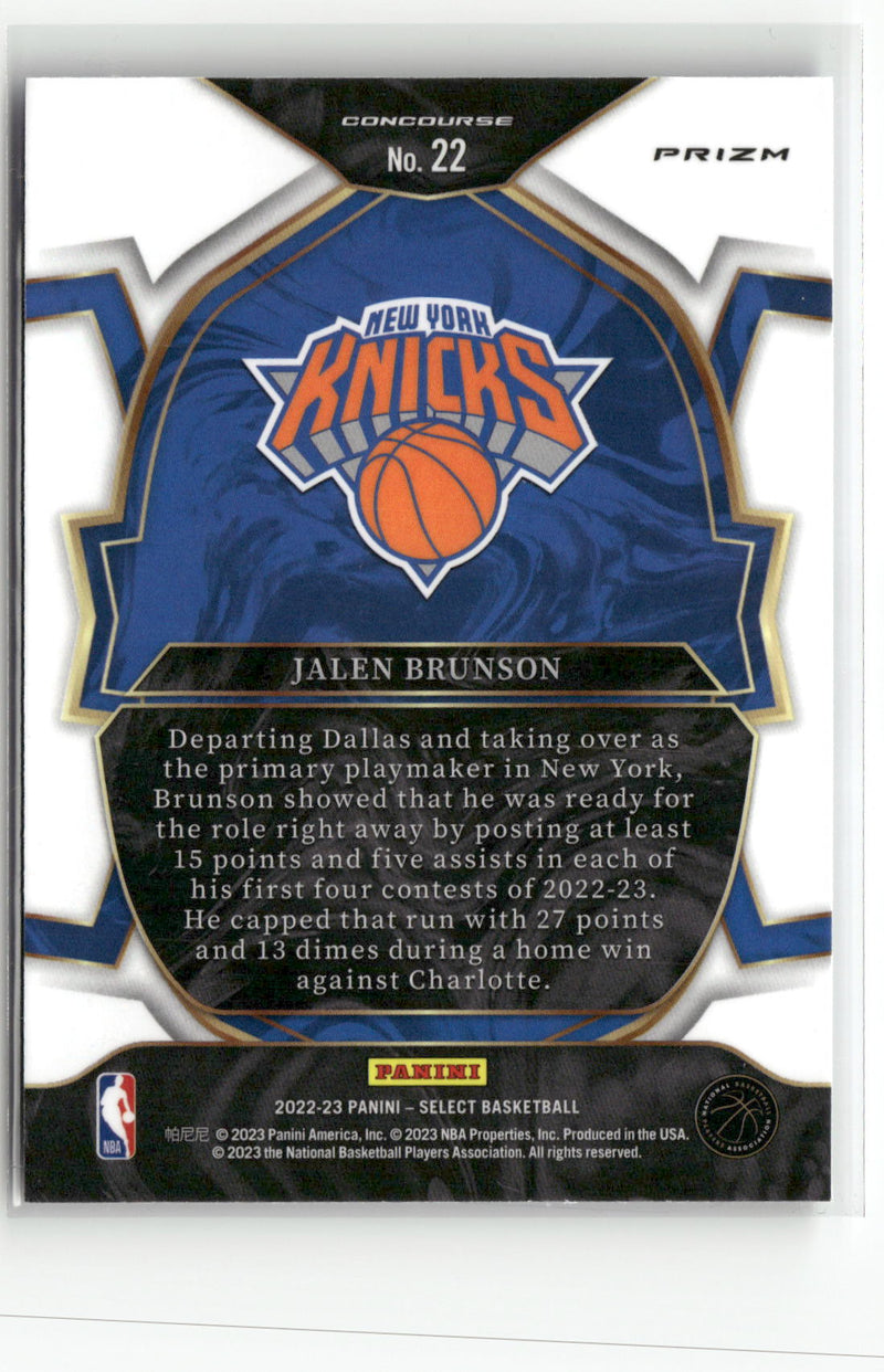 2022-23 Panini Select #22 Jalen Brunson Blue Prizms-2