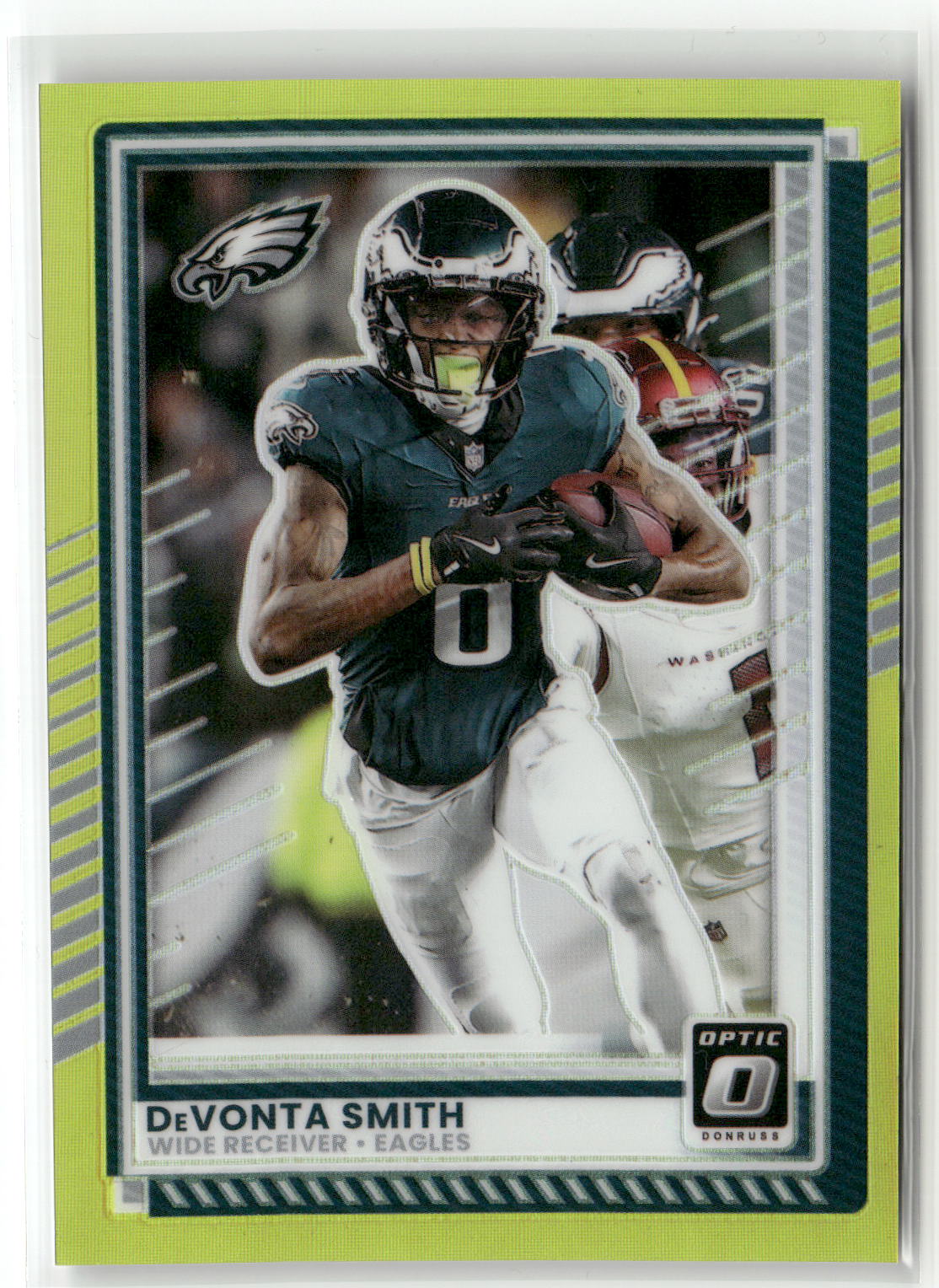 2025 Donruss Optic #28 DeVonta Smith Neon Yellow #/15