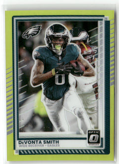 2025 Donruss Optic #28 DeVonta Smith Neon Yellow #/15-1