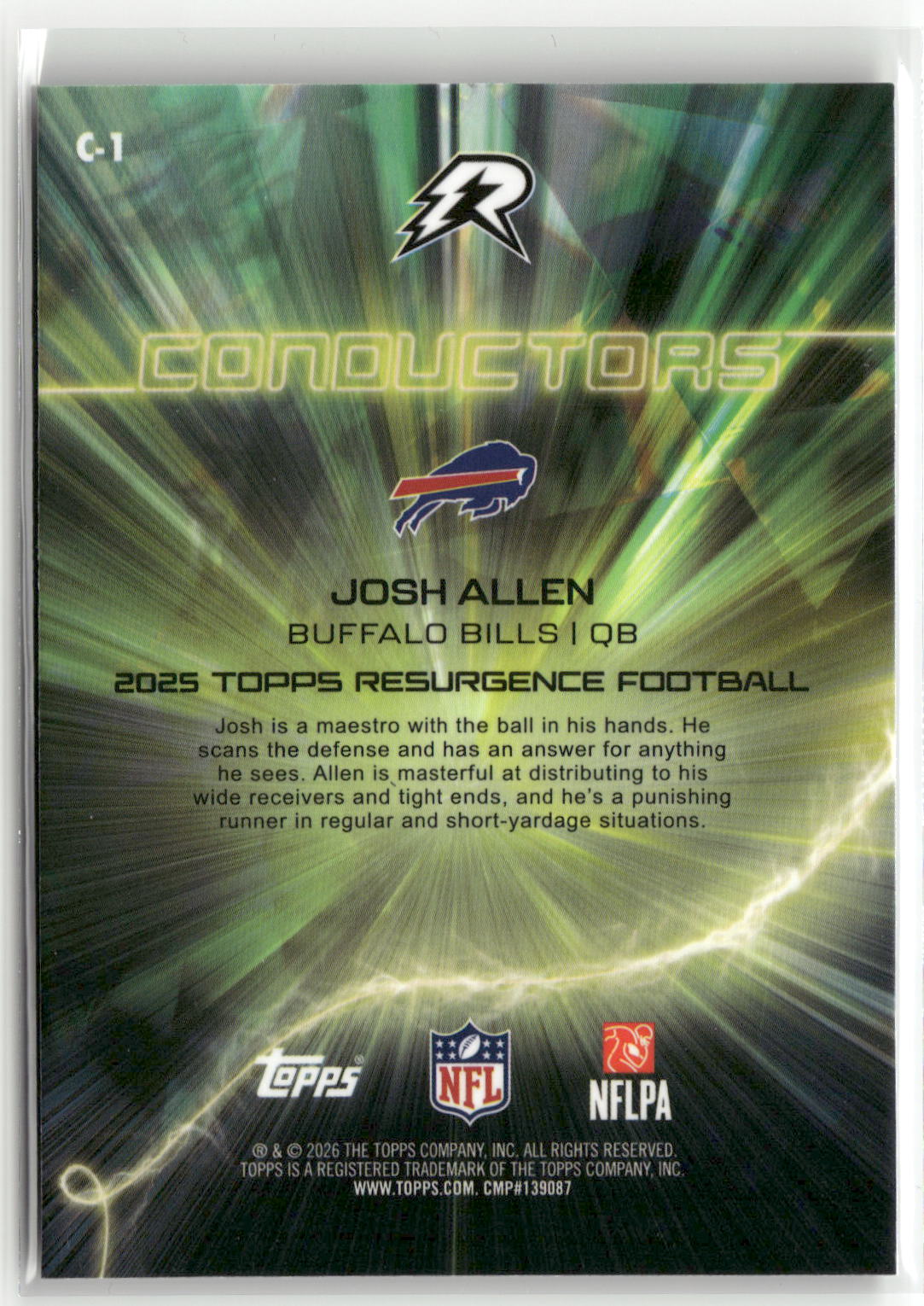 2025 Topps Resurgence #C-1 Josh Allen Conductors Bronze Surge Refractor #/350-2