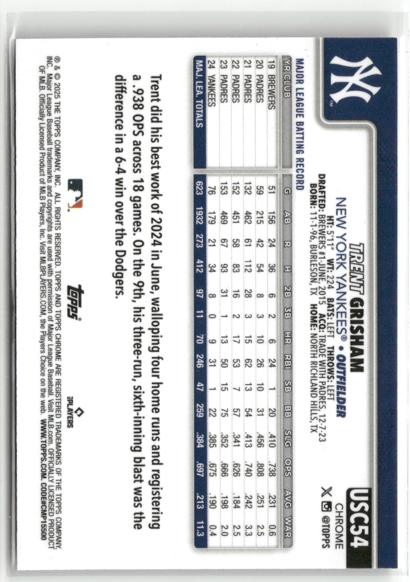 2025 Topps Chrome Update #USC54 Trent Grisham Negative Refractors-2