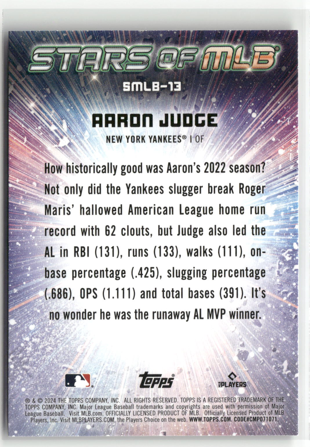 2024 Topps #SMLB-13 Aaron Judge Stars of MLB-2