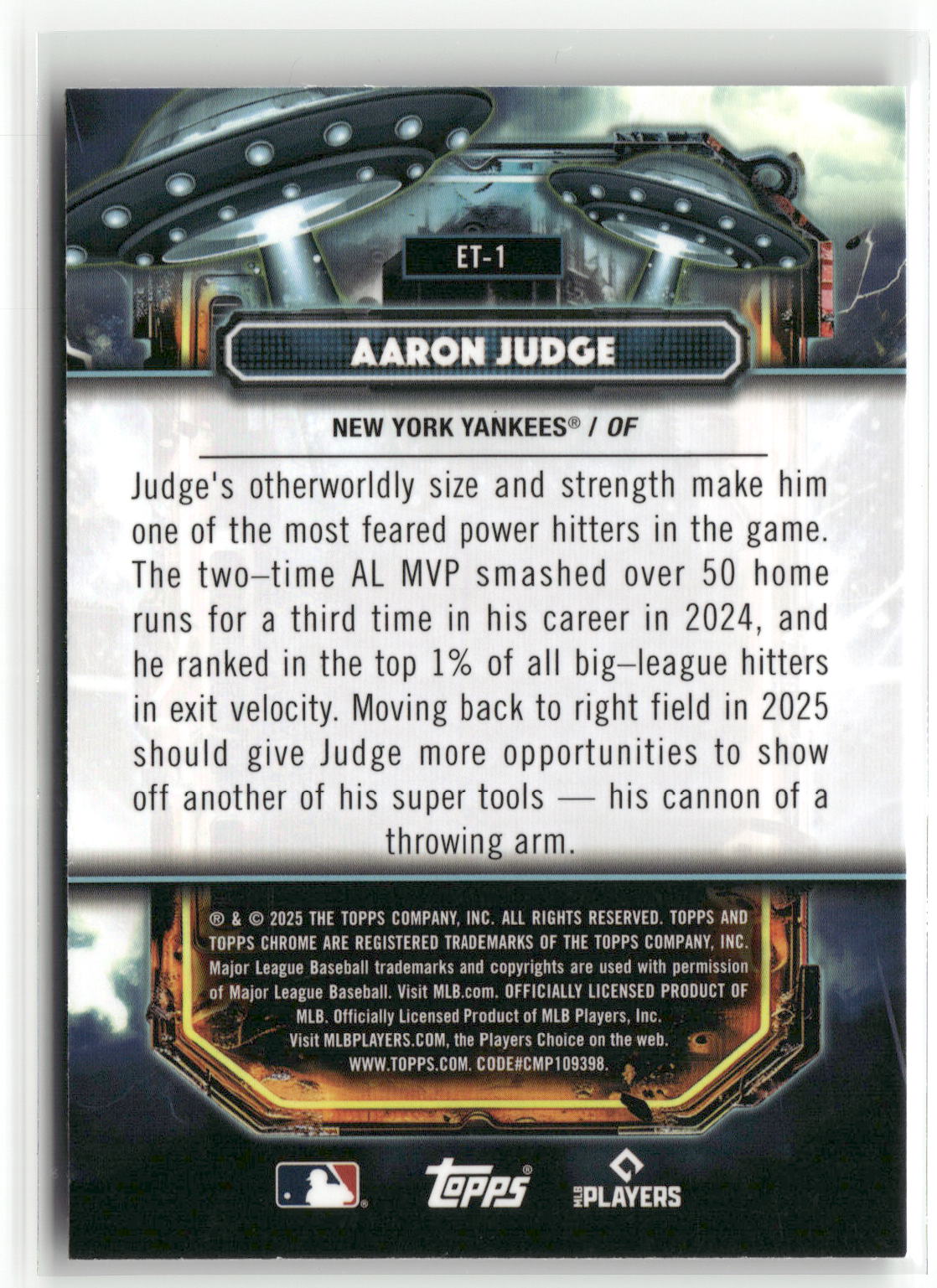 2025 Topps Chrome Cosmic #ET-1 Aaron Judge Extraterrestrial Talent-2