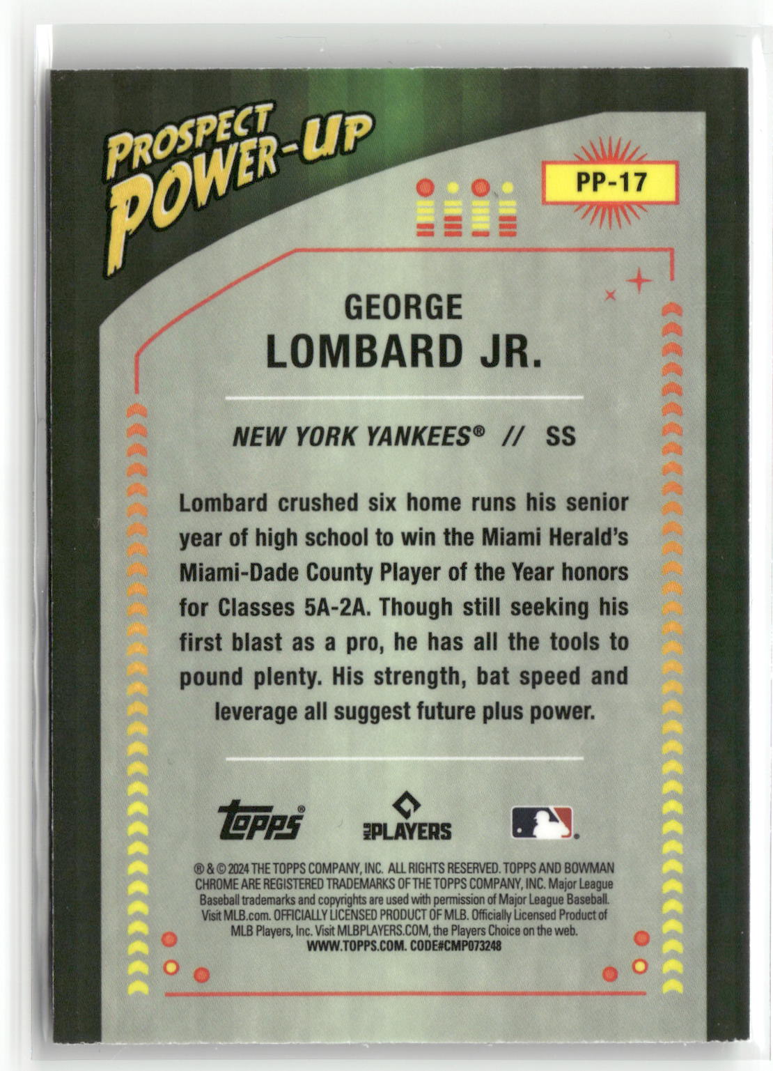2024 Bowman #PP-17 George Lombard Jr. Prospect Power-Up-2