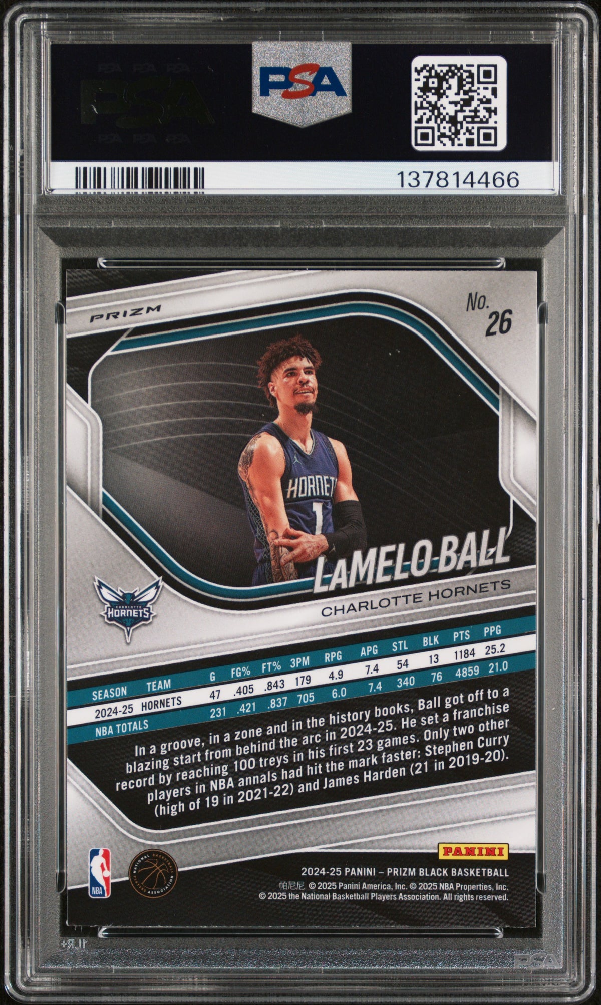 2024 Panini Prizm Black #26 Lamelo Ball Silver Prizm PSA 10-2