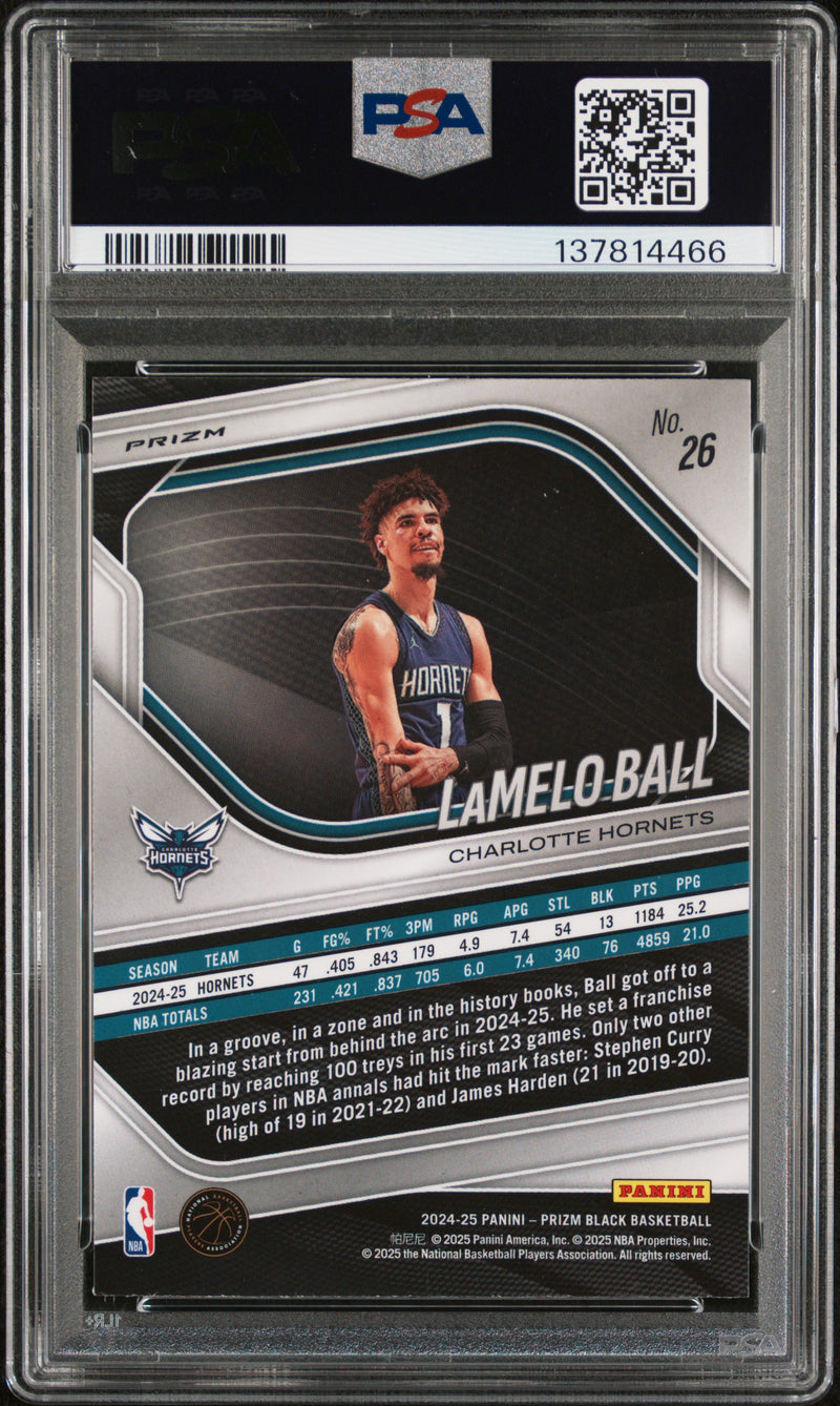 2024 Panini Prizm Black #26 Lamelo Ball Silver Prizm PSA 10-2