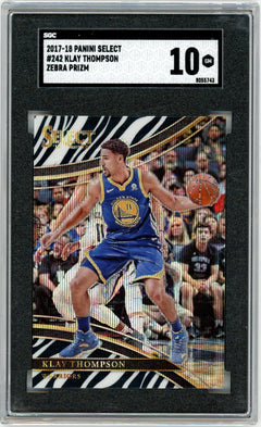 2017-18 Panini Select #242 Klay Thompson Zebra Prizms SGC 10-1