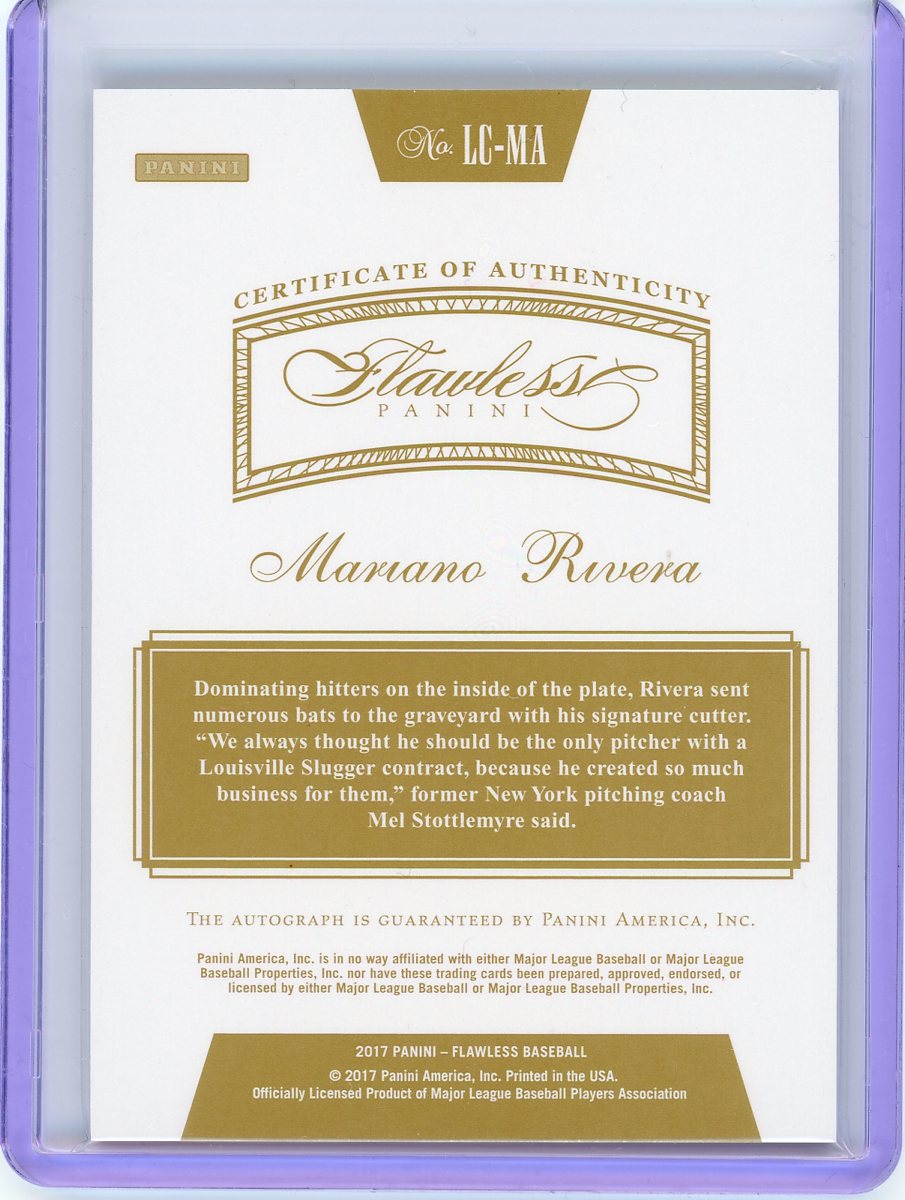 2017 Panini Flawless #LC-MA Mariano Rivera Legendary Signatures #/15-2