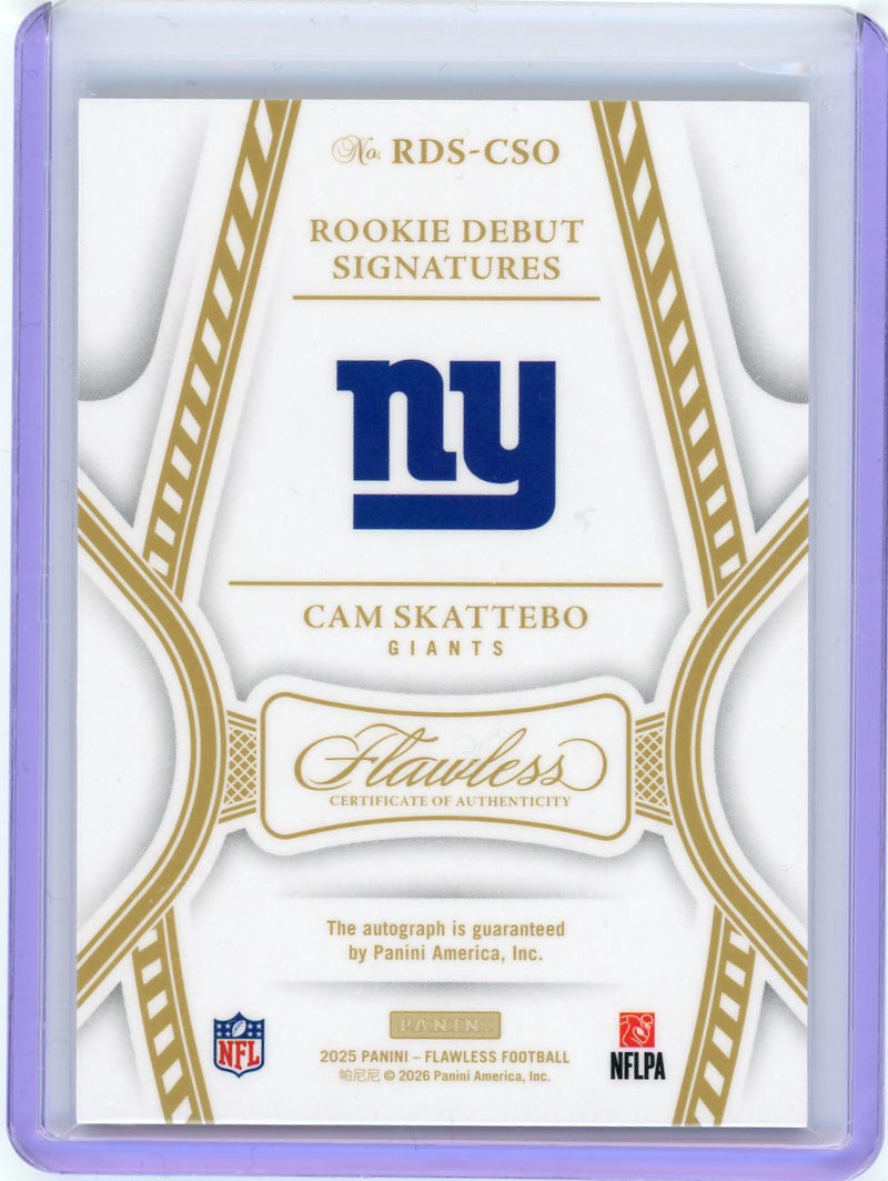 2025 Panini Flawless #RDS-CSO Cam Skattebo Rookie Debut Signatures #/25-2