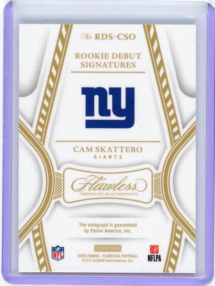 2025 Panini Flawless #RDS-CSO Cam Skattebo Rookie Debut Signatures #/25-2