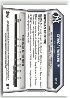 2026 Bowman #BCP-64 George Lombard Jr. Chrome Prospects Mojo Refractor-2